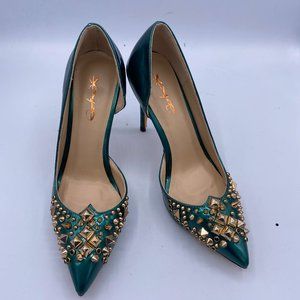 XYD Studded D'Orsay Pointed Toe High Heel Pumps